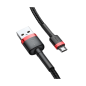 Preview: Baseus Cafule USB / Micro-USB Ladekabel/Datenkabel Nylon geflochten - QC3.0 2.4A - schwarz/rot (0,5M)