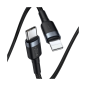 Preview: Baseus Cafule Lightning - USB TypeC Ladekabel/Datenkabel für iPhone / iPad / Airpods Nylon geflochten 18W QC3.0 schwarz-grau (1M)
