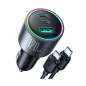 Preview: Joyroom JR-CCN07 KFZ-Ladegerät 120 W 2xUSB-C USB-A + USB-C-Kabel 100 W, Dunkelgrau (JR-CCN07)