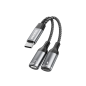 Preview: Dudao L13C+ 2in1 USB-C Splitter-Adapter, grau Preview: Dudao L13C+ 2in1 USB-C Splitter-Adapter, grau