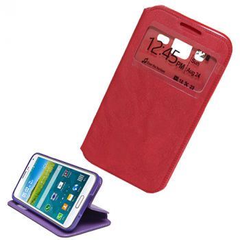 UFO Flip-Tasche mit Sichtfenster - Magnet Serie für Samsung G7200 Galaxy Grand 3 Duos rot