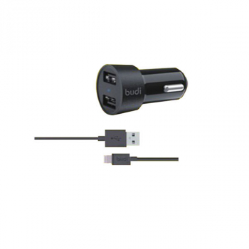 budi DUAL USB-Port Qualcomm 4.8A, 24W 3.0 KFZ Schnellladegerät inkl. Micro-USB Kabel schwarz