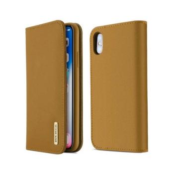 Dux Ducis Wish Series Echt Leder Flip Wallet Tasche Schutz-Hülle Cover für iPhone Xs Max braun