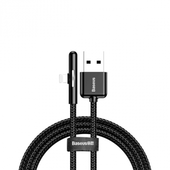Baseus 90 Grad, Nylon USB Lightning Kabel für Spieler 2.4A 1m schwarz
