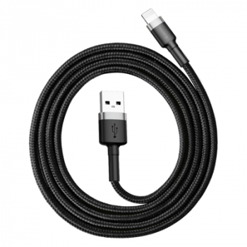 Baseus Cafule USB / Lightning Ladekabel/Datenkabel Nylon geflochten für iPhone/iPad/Airpods - QC3.0 2A - schwarz/grau (3M)