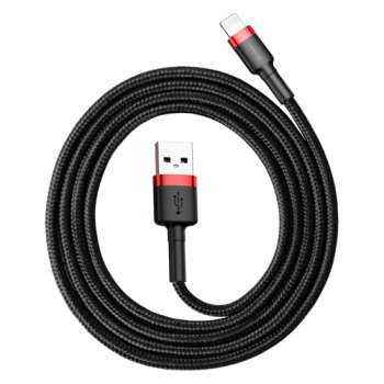 Baseus Cafule USB / Lightning Ladekabel/Datenkabel Nylon geflochten für iPhone/iPad/Airpods - QC3.0 2A - schwarz/rot (3M)