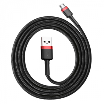 Baseus micro USB Datenkabel/Ladekabel, Nylon Geflochten schwarz / rot (1m)