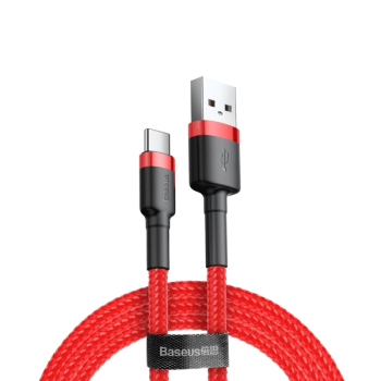 Baseus Cafule USB / USB-C Ladekabel/Datenkabel Nylon geflochten - QC3.0, 3A - rot (0,5M)