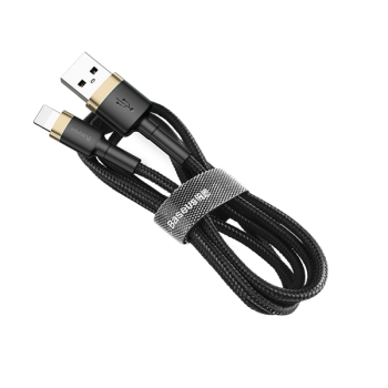 Baseus Cafule USB / Lightning Ladekabel/Datenkabel für iPhone / iPad / Airpods, Nylon geflochten QC3.0 2,4A- schwarz/gold (0,5m)