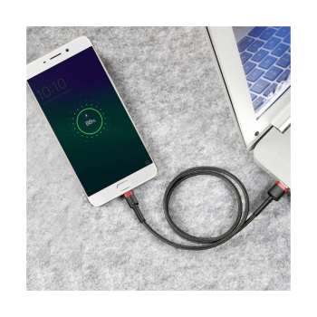Baseus Cafule USB / Micro-USB Ladekabel/Datenkabel Nylon geflochten - QC3.0 2.4A - schwarz/rot (0,5M)