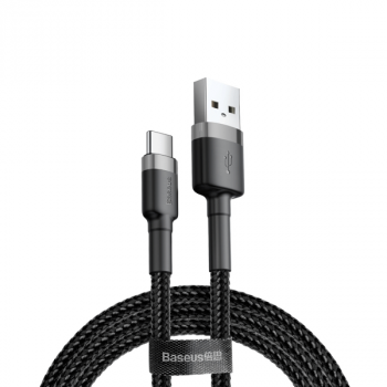 Baseus Cafule USB / Type-C Ladekabel/Datenkabel Nylon geflochten - QC3.0 3A - schwarz/grau (0,5M)