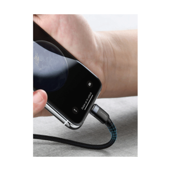 Baseus Cafule Lightning - USB TypeC Ladekabel/Datenkabel für iPhone / iPad / Airpods Nylon geflochten 18W QC3.0 schwarz-grau (1M)