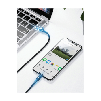 Baseus Cafule Lightning - USB TypeC Ladekabel/Datenkabel für iPhone / iPad / Airpods Nylon geflochten 18W QC3.0 schwarz-grau (1M)