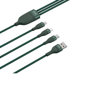 Baseus 3in1 USB - Lightning / USB Typ-C / Micro-USB - Ladekabel/Datenkabel Nylon geflochten - 5A, 480 Mbit/s, 40W - grün (1,2M)