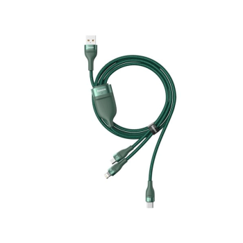 Baseus 3in1 USB - Lightning / USB Typ-C / Micro-USB - Ladekabel/Datenkabel Nylon geflochten - 5A, 480 Mbit/s, 40W - grün (1,2M)