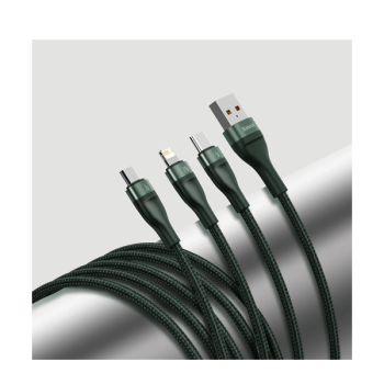 Baseus 3in1 USB - Lightning / USB Typ-C / Micro-USB - Ladekabel/Datenkabel Nylon geflochten - 5A, 480 Mbit/s, 40W - grün (1,2M)
