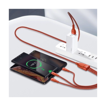 Baseus 3in1 USB - Lightning / USB Typ-C / Micro-USB - Ladekabel/Datenkabel Nylon geflochten - 5A, 480 Mbit/s, 40W, orange (1,2M)