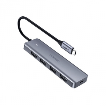 Ugreen USB-C - 4x USB 3.2 Gen 1 HUB mit Micro-USB-Stromanschluss grau