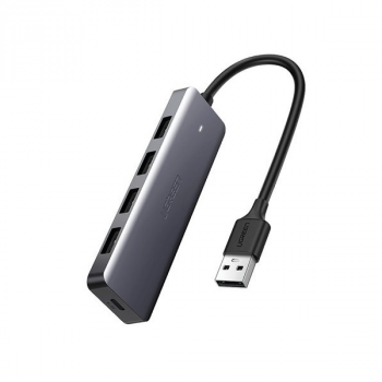 Ugreen USB - 4x USB 3.2 Gen 1 HUB mit Micro-USB-Stromanschluss grau