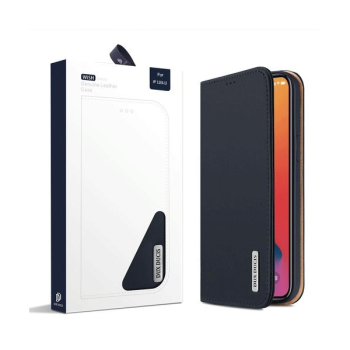 Dux Ducis Wish Series Echt Leder Flip Wallet für Apple iPhone 12 /12 Pro, blau