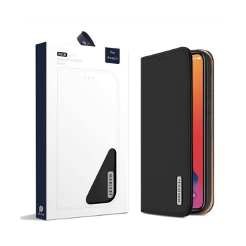 Dux Ducis Wish Series Echt Leder Flip Wallet für Apple iPhone 12 Pro Max, schwarz