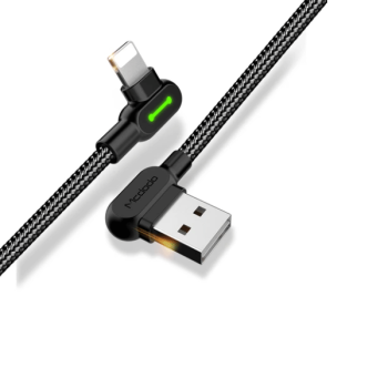 Mcdodo CA-4679 90 Grad Lightning Ladekabel/Datenkabel für iPhone, iPad, Airpods, schwarz (3m)