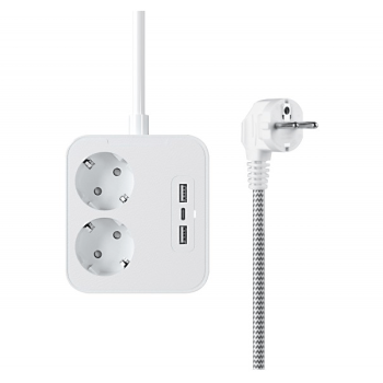 Durata 15W USB Type-C und 2 x Port USB-A Desktop-Steckdosenleiste, weiss