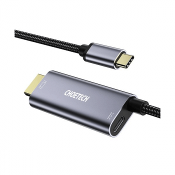 Choetech USB Typ C auf HDMI Adapter 4K + USB Typ C PD für MacBook / PC 1,8m grau