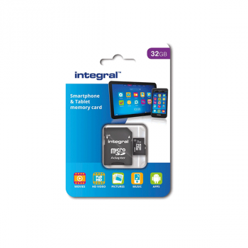 Integral Smartphone and Tablet R90 microSDHC 32GB Kit, UHS-I U1, Class 10 (INMSDH32G10-90SPTAB)