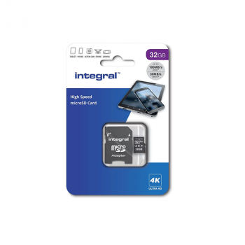 Integral High Speed R100/W30 microSDHC 32GB Kit, UHS-I U3, A1, Class 10 (INMSDH32G-100V30)