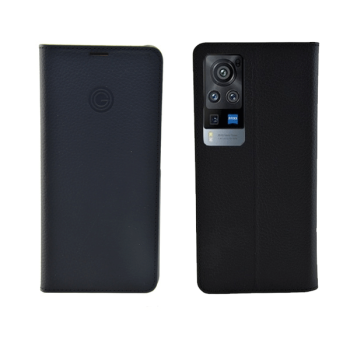 Galeli Echtleder Book Case Schutz-Hülle Marc Flip-Tasche passend für Vivo Y52, schwarz