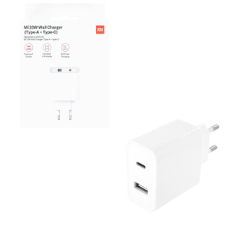 Xiaomi Mi 33W Netz-Ladegerät (Typ-A + Typ-C), weiß (BHR4927GL), blister