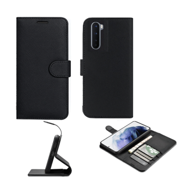 FORTYFOUR No11 Wallet Flip-Tasche Schutz-Hülle für OnePlus Nord, Cross Grain Black