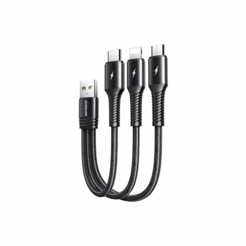 Joyroom 3in1 USB Kabel - Lightning / USB Typ C / Micro USB 3.5A (15cm) schwarz (S-01530G9)