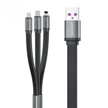 WK Design 3in1 Daten-/Ladekabel für schnelles Laden - USB Typ C / Lightning / Micro-USB 6A schwarz