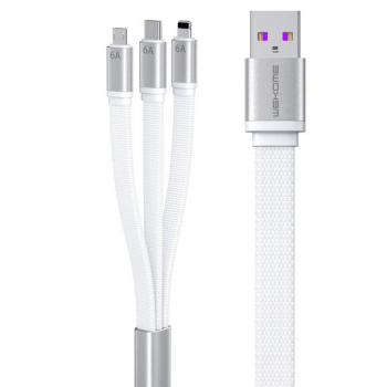 WK Design 3in1 Daten-/Ladekabel für schnelles Laden - USB Typ C / Lightning / Micro-USB 6A weiß