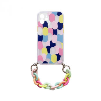 Color Chain Gel Silikon-Hülle mit Kettenanhänger für iPhone SE 2022 / SE 2020 / 8 / 7 Mehrfarbig (1)