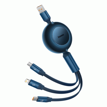 Baseus Bright Mirror II einziehbares 3in1 Kabel USB Typ A zu micro USB+Lightning+USB Typ C, blau