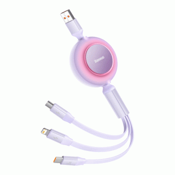 Baseus Bright Mirror II einziehbares 3in1 Kabel USB Typ A zu micro USB+Lightning+USB Typ C, lila