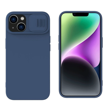 Nillkin CamShield MagSafe-Silikon-Hülle für iPhone 14 mit Kameraabdeckung blau