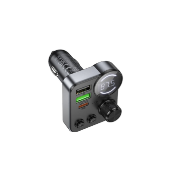 Hoco E86 Bluetooth FM transmitter inkl. Dual USB-C PD 30W QC3 + USB-A + USB-Stick Anscluss ( MP3 / WMA / WAV / FLAC), schwarz