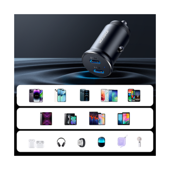 Joyroom 30W 2x USB-C Mini-KFZ-Ladegerät Metall Design, schwarz (JR-CCN06)