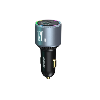 Joyroom JR-CCN07 KFZ-Ladegerät 120 W 2xUSB-C USB-A + USB-C-Kabel 100 W, Dunkelgrau (JR-CCN07)