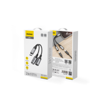 Dudao L13C+ 2in1 USB-C Splitter-Adapter, grau