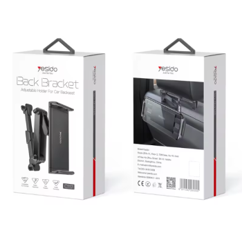 YESIDO Autositzhalterung, Metall, klappbar, KFZ-halterung für Handy und Tablet, schwarz (C117)