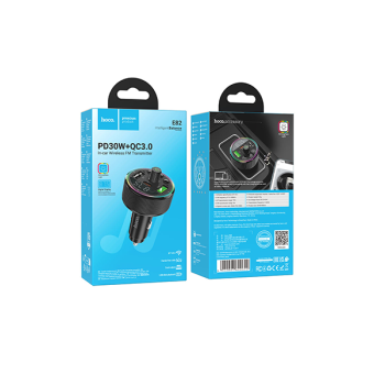 HOCO E82 Guerrero Wireless FM Transmitter PD30W+QC+3.0 mit 2 USB + 1 Type-C Anschluss