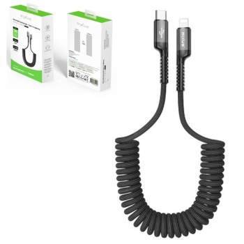 Rixus Spiral 60W / 480M Speed Daten-/Ladekabel - Schnellladekabel - Type-C zu Lightning 100cm, schwarz (RIX03181)