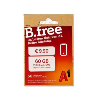 B.free Welcome Package Voice 2024, Telefonieren uns Surfen 60GB, 2000min/SMS