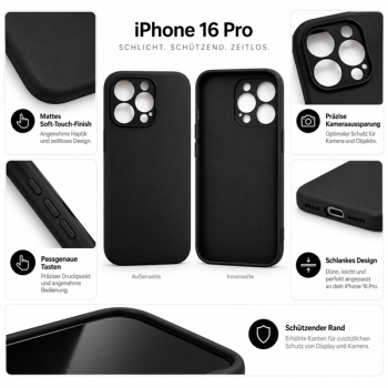 starfix Air Silikon-Hülle passend für Apple iPhone 16 Pro Max, schwarz