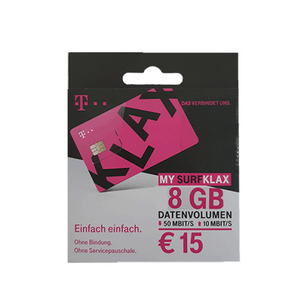 T-Mobile My Surfklax 8GB Internet Starter Paket - Triple Simkarte ohne Bindung, Prepaid